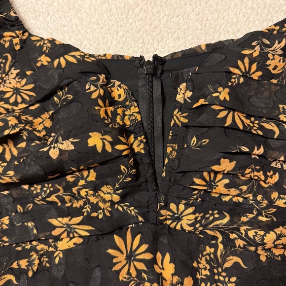 Lulu's Dressed Up Darling Black Gold Floral Balloon Sleeve Mini Dres Long Sleeve - Picture 12 of 15